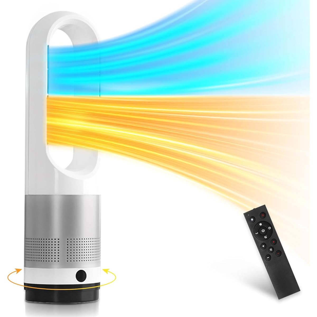 Best Sign: Ceramic Heater, Bladeless, For Both Cold and Cold Use, Bladeless Tower Fan, Small, Slim, Hot and Cold Air Fan, Living Fan, No Feathers, Space Saving, Automatic Oscillation, Remote Control,