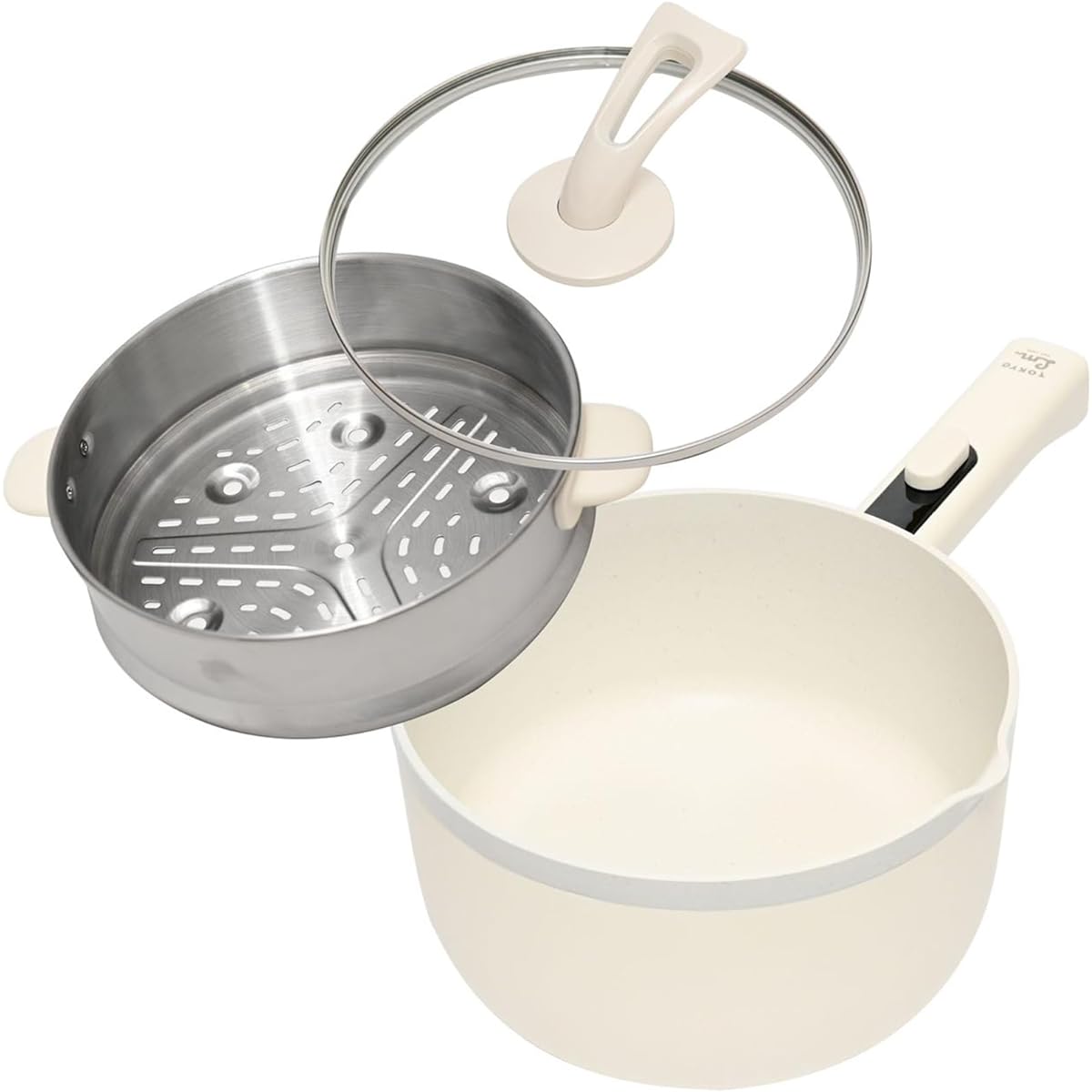 TOKYO LM electric pot (with steamer) for one person, one-handed electric pot, living alone, one-person pot, one-person pot, electric, electric cooking pot, grill pot, pot, ramen, fried egg, udon, stir-fry, steamed food, temperature control, multi-functio