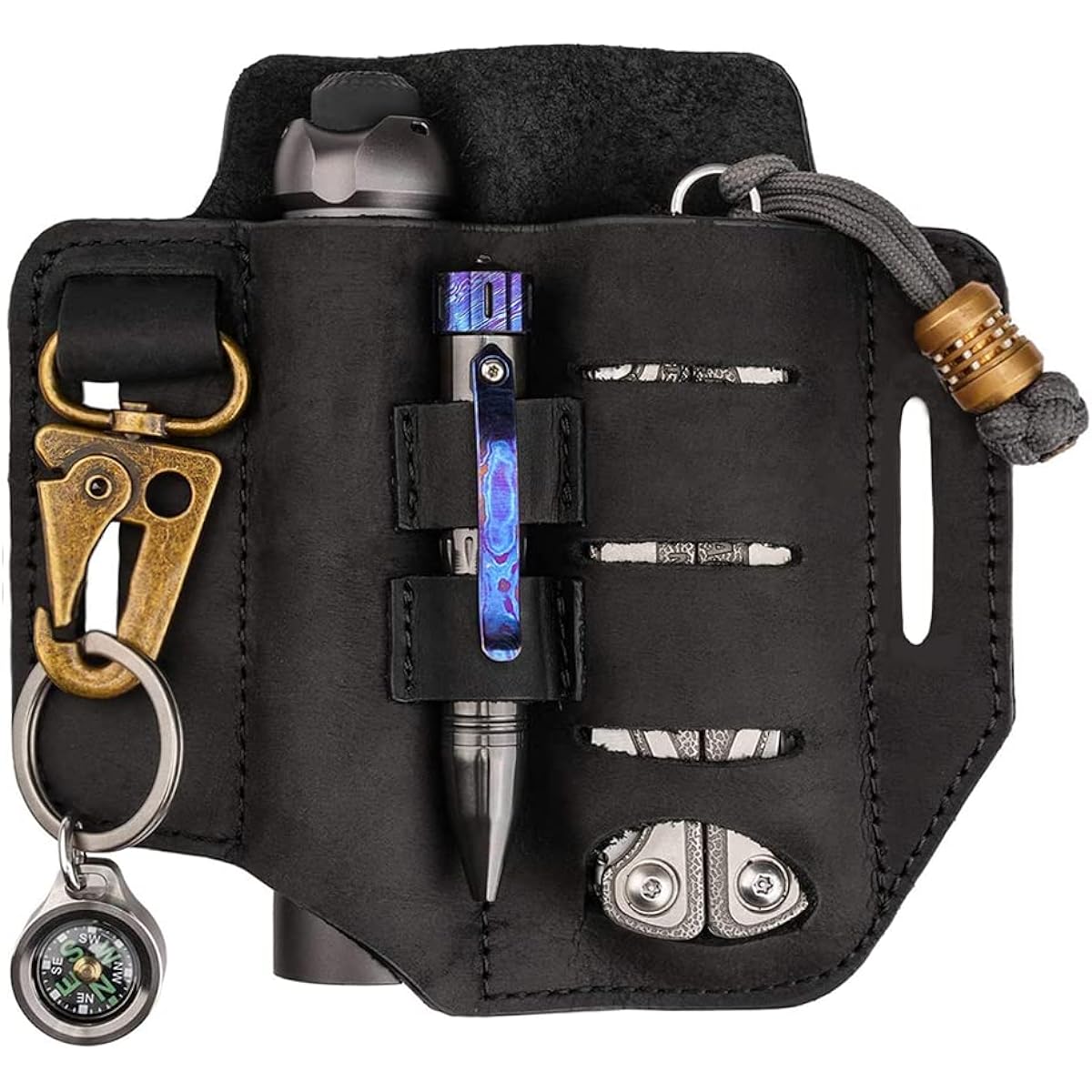 VIPERADE Multitool Sheath for PJ13 Plus Belt, EDC Pocket Organizer for Men, EDC Sheath with Keychain, Flashlight Holder, Pen Holder, Multitool Leather Sheath for Leatherman