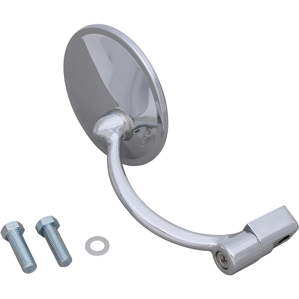 POSH Bike Mirror Stadium Round Mirror Type 2 Left and Right Common (1 piece) M10X30mm-P1.25 Right/Reverse Thread Bolt Included SR400 | SR500 etc. Plated 920014-10