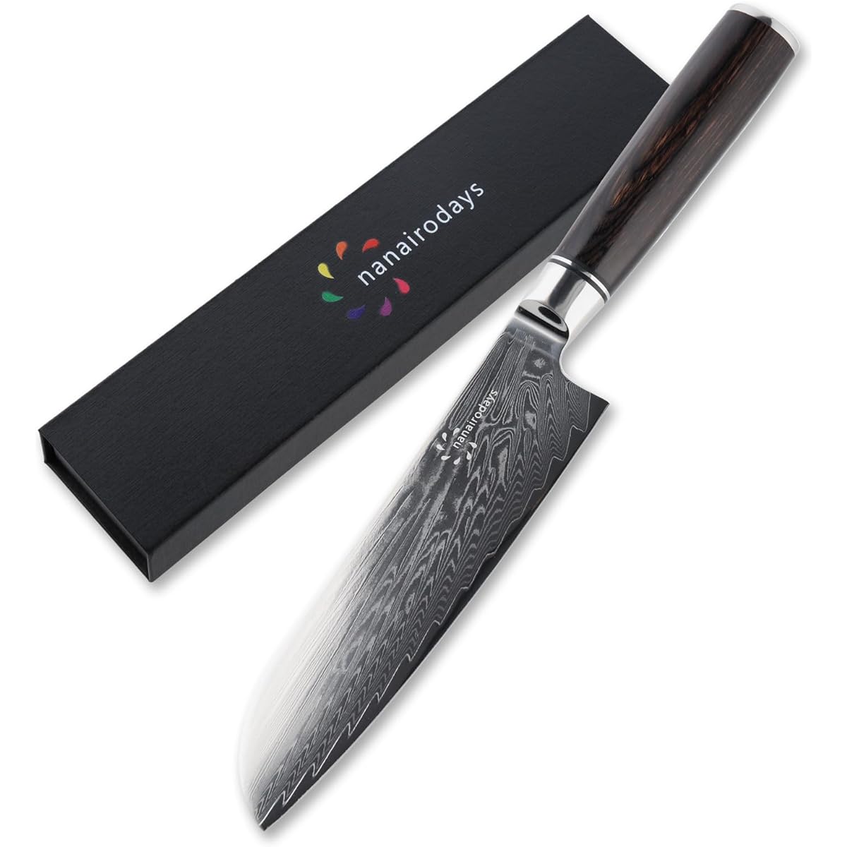 Santoku knife, blade length 180mm, cooking utensil, sharp, rust resistant, corrosion resistant, made in Japan with ultra-high hardness VG10, stylish, elegant, kitchen utensils, Damascus knife