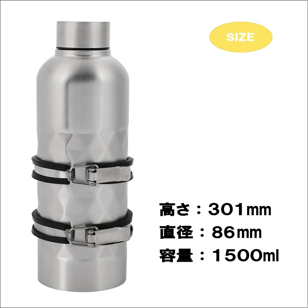 Motorcycle Emergency Tank Stainless Steel Carrying Can Spare/Reserve Tank 1.0L/1.5L Selectable External Gas Tank Fixed Band Included Touring Harley Chopper American Sportster etc. General Purpose Custom Product (1.5L/Scale Type)