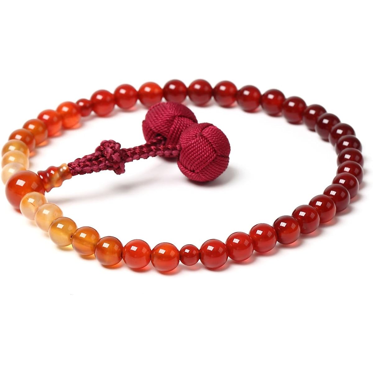Prayer beads <Made in Japan> Women's high-quality natural stone Agate (Agate) gradation Durable Sanskrit emboss that won't crumple (100% silk) Can be used by all sects Comes with a prayer bead bag Handmade prayer beads Made in Japan Prayer beads [Long-es