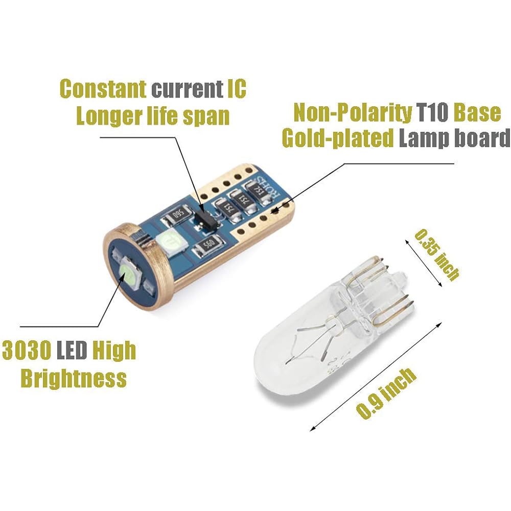 iBrightstar Newest Extremely Bright Wedge T10 168 194 LED Bulbs For Car Interior Dome Map Door Courtesy License Plate Lights,Ice Blue