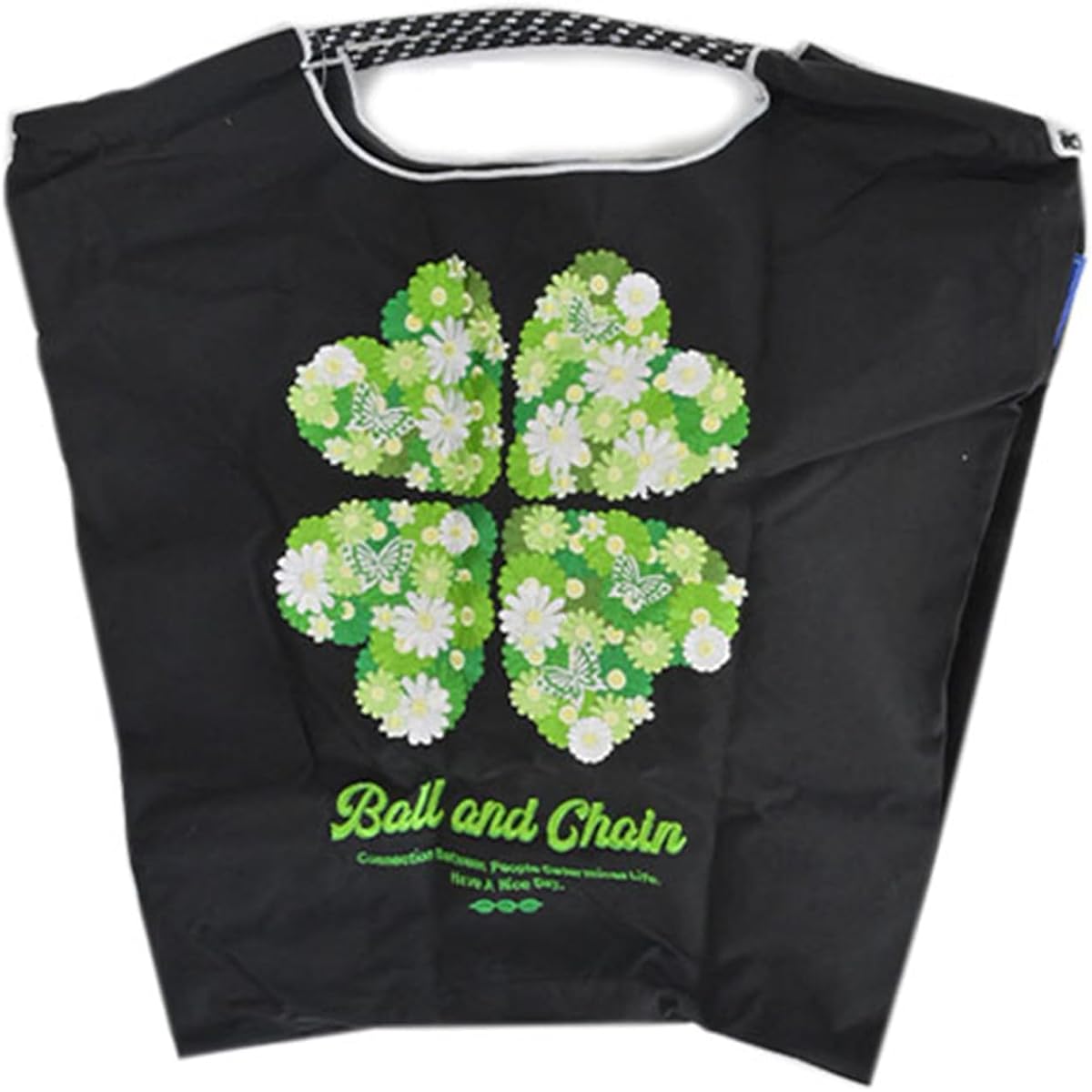 [Ball & Chain] Ball & Chain Genuine L Size CLOVER Black Shopping Bag Eco Bag 301126 (L, BLACK)