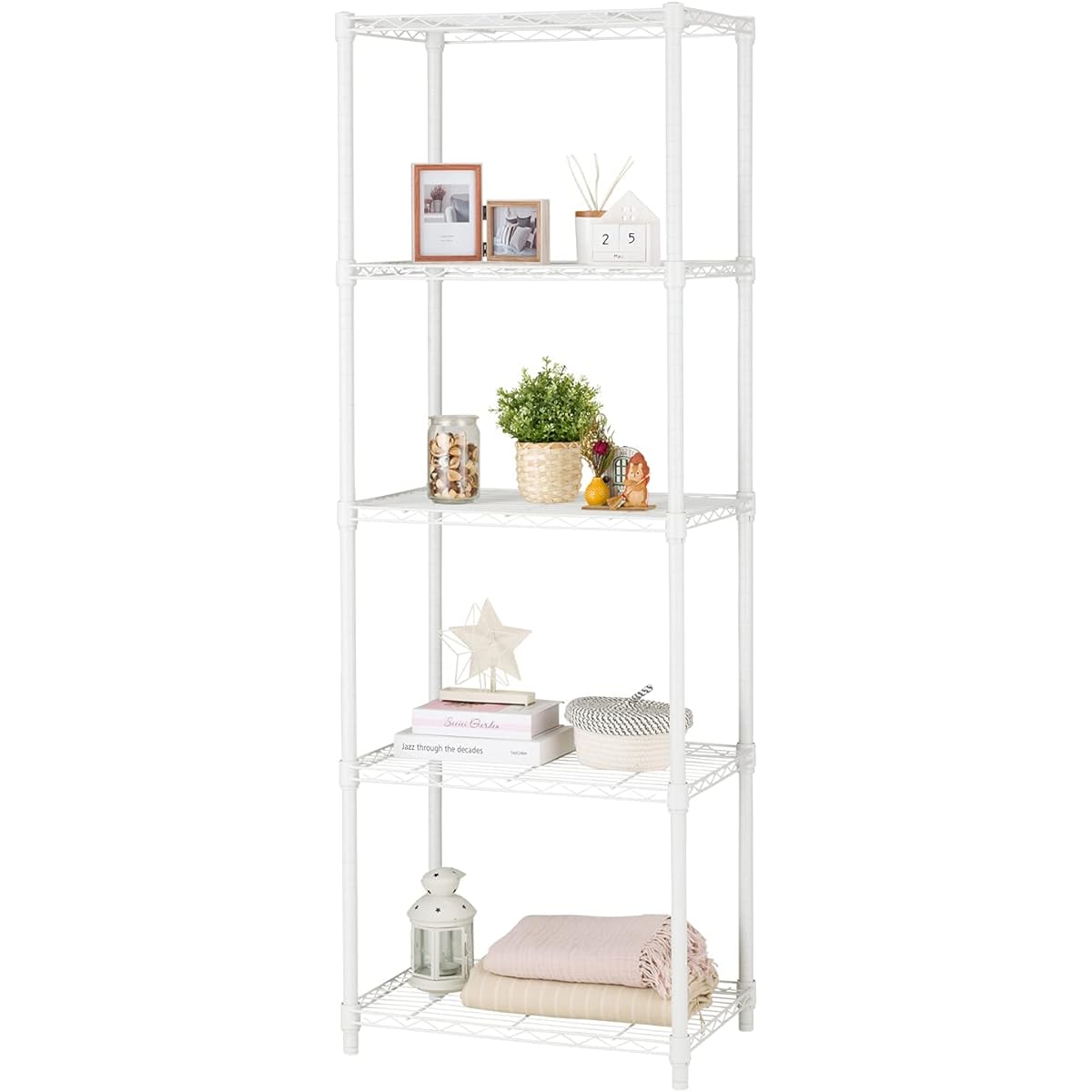 Doshisha Luminous Latte Slim Storage Rack White 5 tiers Width 60 Stylish Gentle colors that blend well with your room Steel rack Overall load capacity 400kg Width 61 x Depth 41 x Height 174cm Water and scratch resistant Kitchen rack Pole diameter 25mm EH