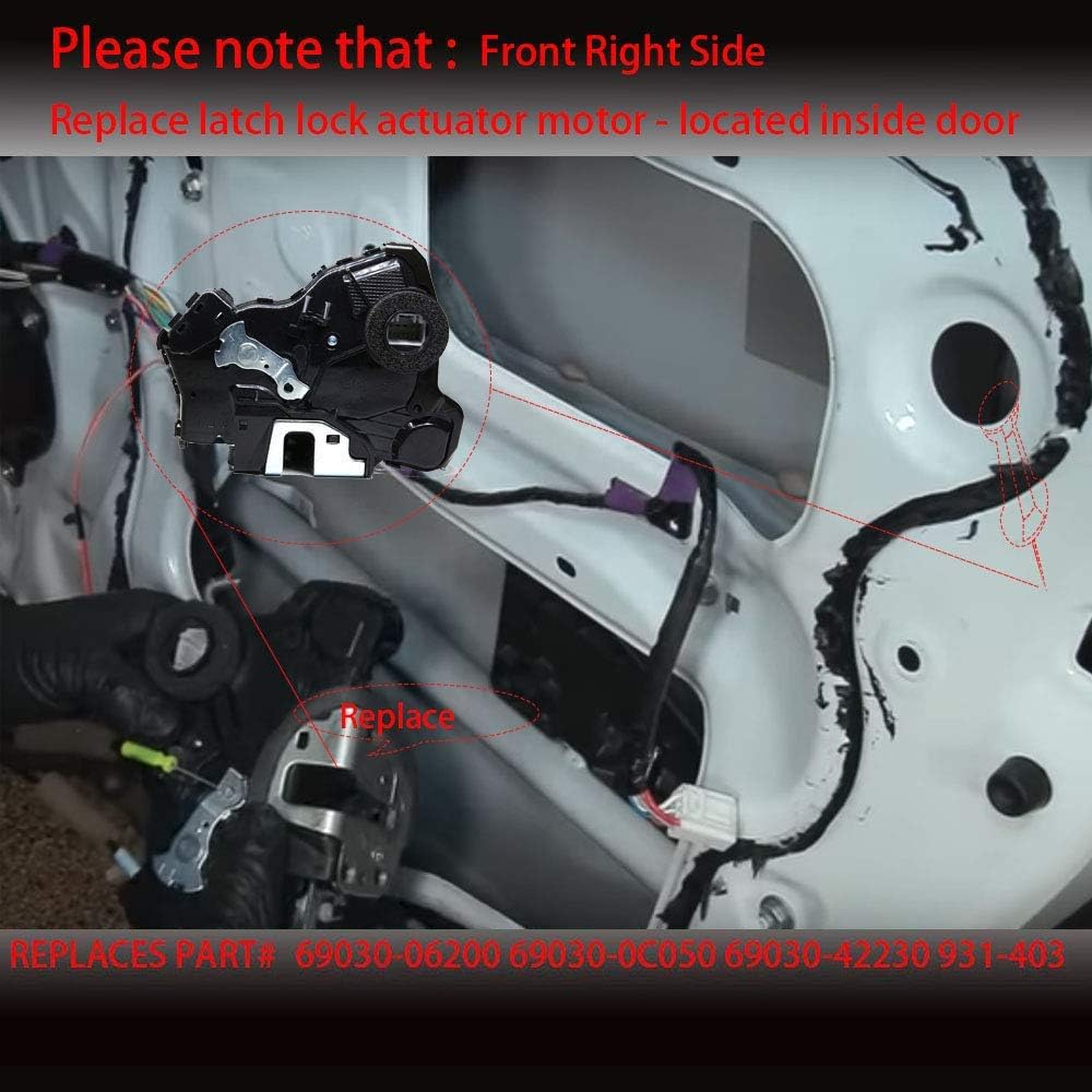 KEDAKEJI K0020L Door lock actuator & latch a sembris passenger seat front (right) (right) (69030-06200, 69030-0C050, 69030-42230, 931-403)