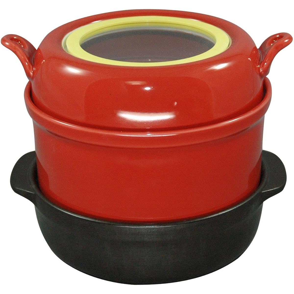 Hasami ware window steamer steamer pot (small) 17.5cm ruby red ID-20-01