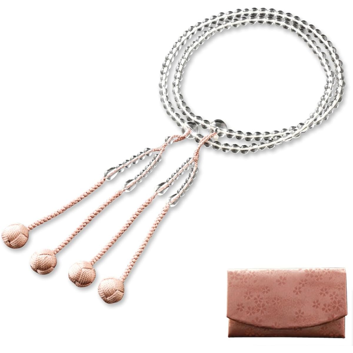 Kyoto Buddhist Altar Hayashi Prayer Beads Shingon Sect Shake 0 Genuine Crystal (For Women) Official Ceremony [Bead Bag Set] SW-038 Kyoto Prayer Beads