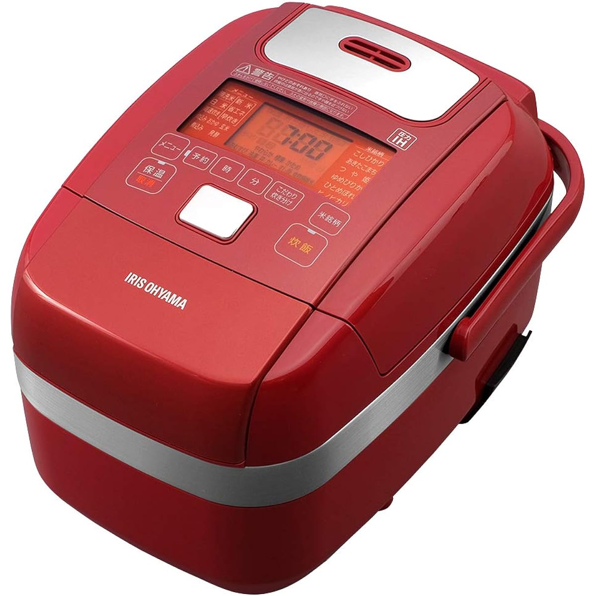 Iris Ohyama Rice Cooker 3 Cups Pressure IH Type Metallic Red Pressure IH Type Cooking Function for Different Brands Extra Thick Pot with Steaming Plate Brown Rice Red Design RC-PH30-R