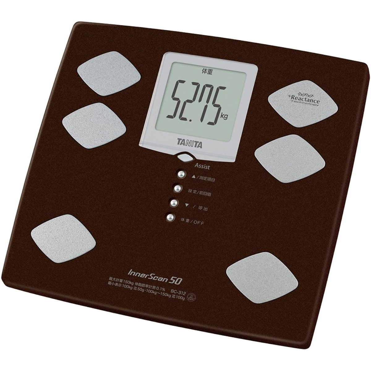 TANITA [Weight display in 50g increments + assist mode included] & [Equipped with "Pita function" that hits the rider perfectly] Body Composition Meter Inner Scan 50 BC-312-BR