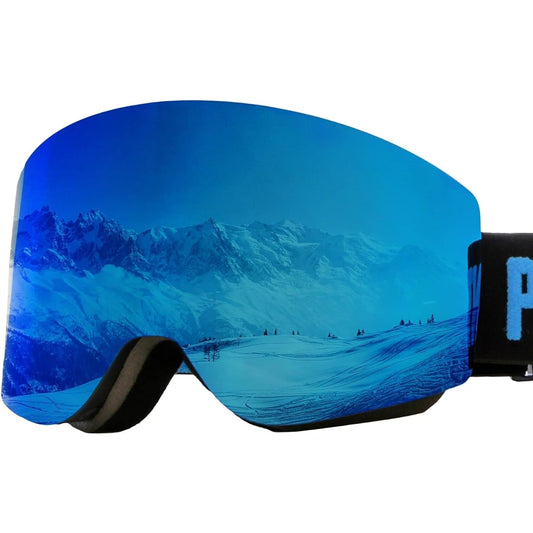 [Pontapes] Ski Goggles Compatible with Glasses, Big Frame, Magnet, Detachable, Double Lens PONG-912H