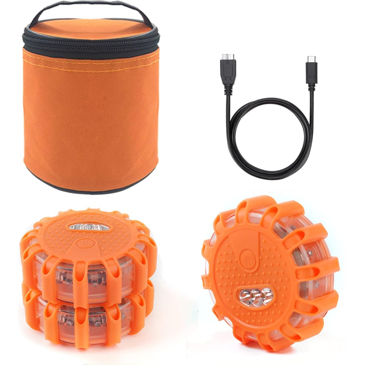 USB rechargeable LED road flare Emergency Light Warning Car Safety Bee Confrdering Disc Flare Kit Magnetic Base Vehicle & 3 Bat Conditions for Boat