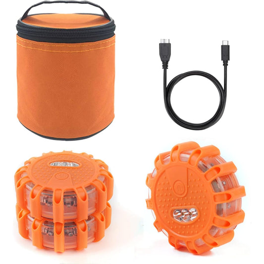 USB rechargeable LED road flare Emergency Light Warning Car Safety Bee Confrdering Disc Flare Kit Magnetic Base Vehicle & 3 Bat Conditions for Boat