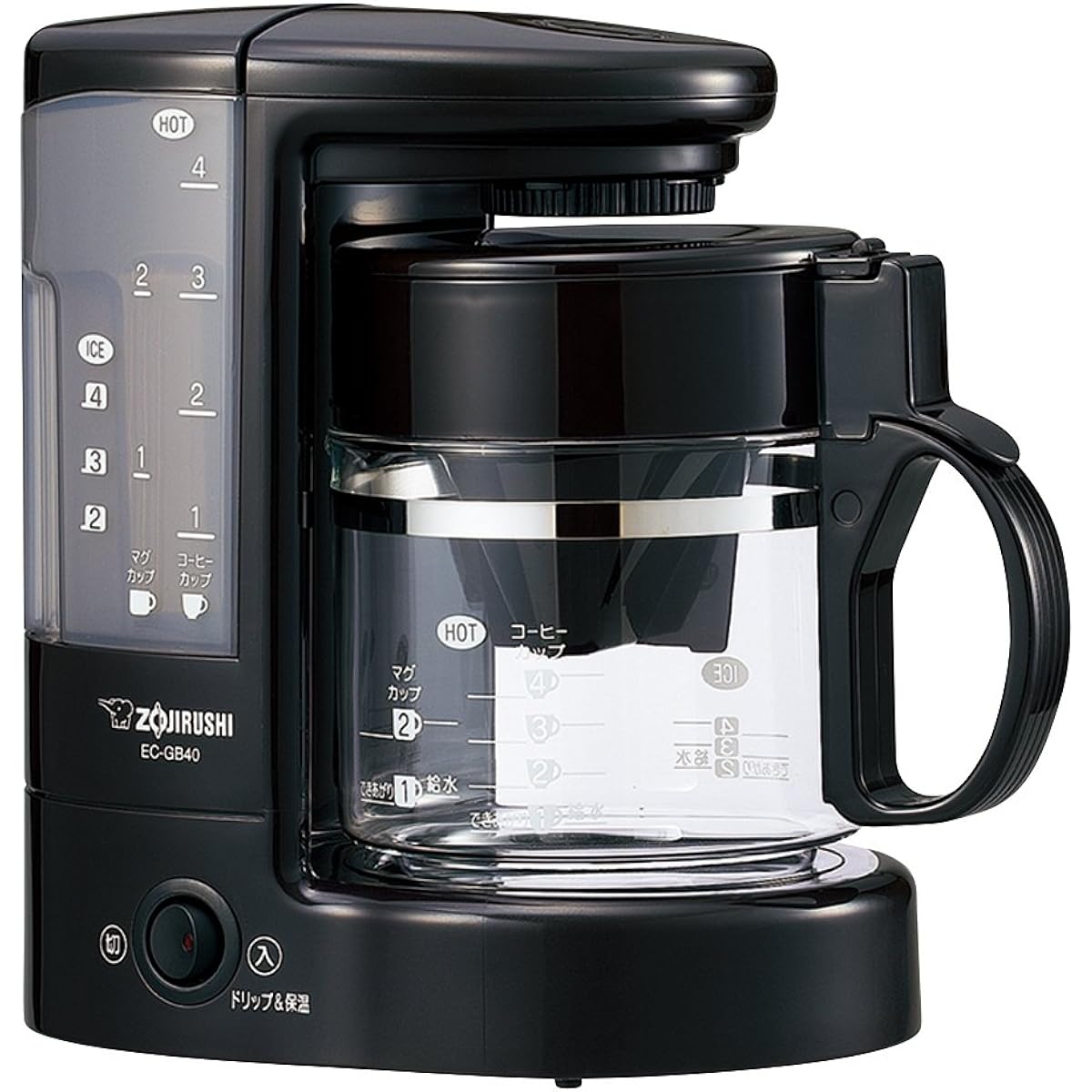 Zojirushi Coffee Maker 4-Cup Glass Container Removable and Washable Water Tank Paper Filter Coffee Pass Dark Brown EC-GB40-TD