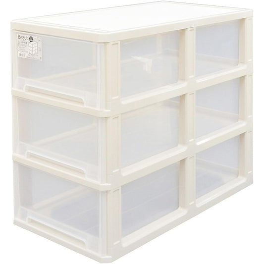 Tenma Multi-tiered storage case perfect for storing closets and closets. 3 drawers can store plenty of clothes. Costume case, storage Butte case, 3 tiers, Cappuccino, Width 39 x Depth 74 x Height 68 cm, Polypropylene, White.