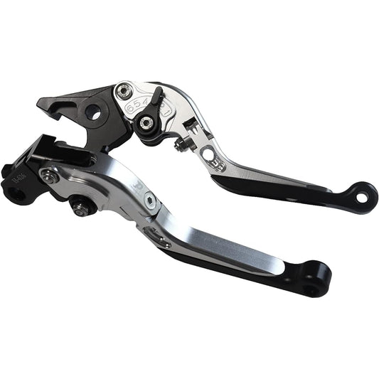 Motorcycle CNC machined brake clutch lever left and right set Honda Jade Magna Hornet and others [Dream-Japan] 4 colors [a379] Foldable & angle & telescopic adjustment function included (Silver)