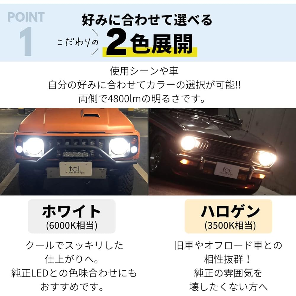 fcl. H4 Hi/Lo LED Headlight Bulb White 6200lm with Fan Vehicle Inspection Compatible 12V For Car Only 2 Pieces Left and Right
