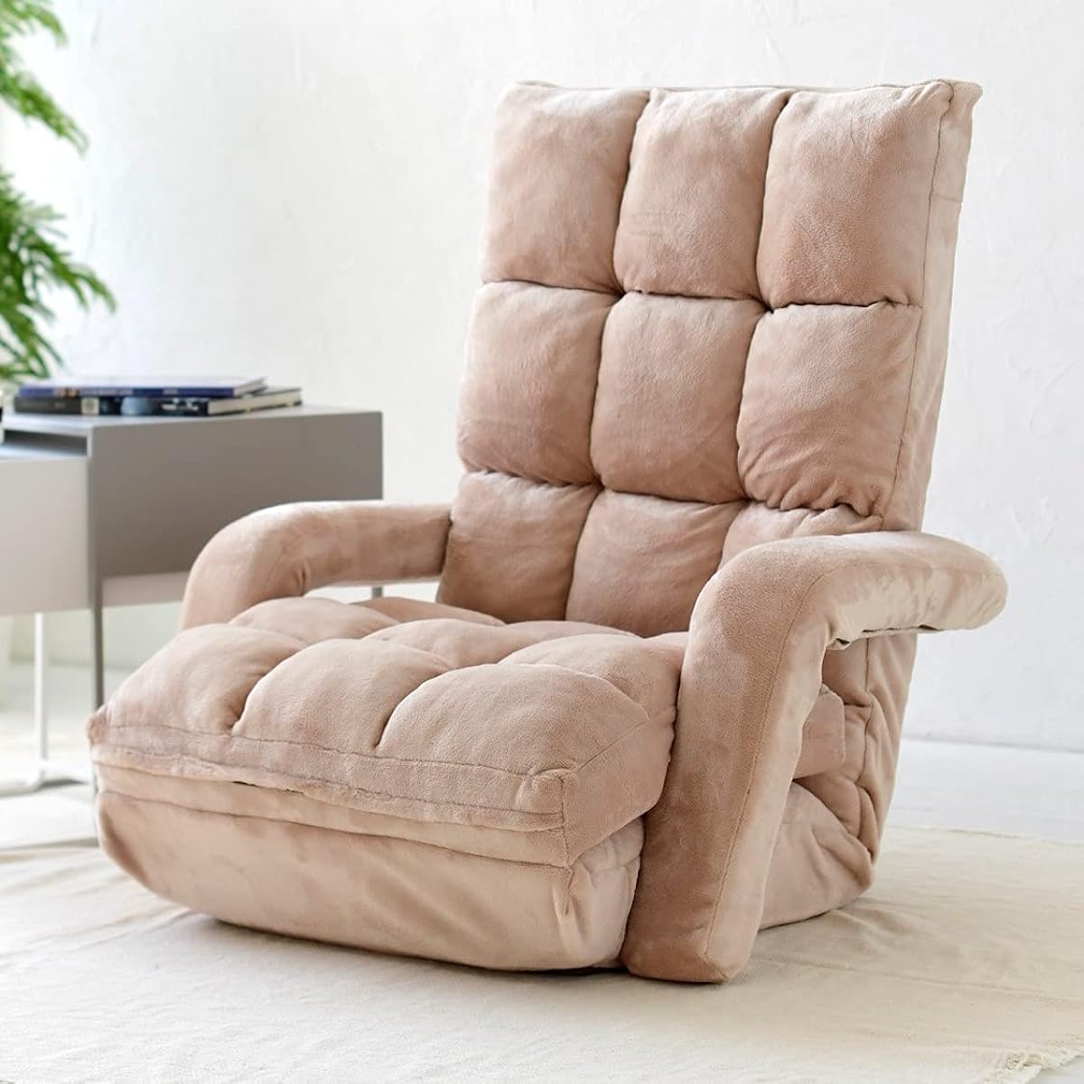 [Yamazen] Reclining chair 3WAY (sofa/couch/laying down) Fluffy material (Sango Meyer fabric) High back with armrests Foldable Width 62cm Chair sofa Beige IGHMZ-62(BE) Telework