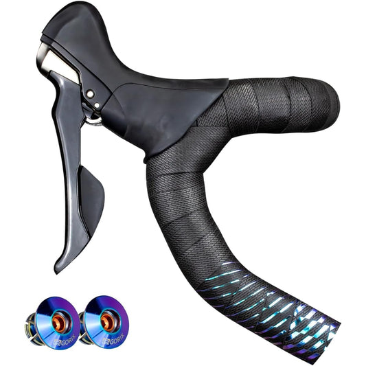 GORIX Bar Tape Bicycle Road Bike Oil Slick Pattern 2 Colors Black Handlebar Tape Grip Anti-Slip Customized Shock Absorption Simple Design Screw End Cap Oil Slick (Gscale)