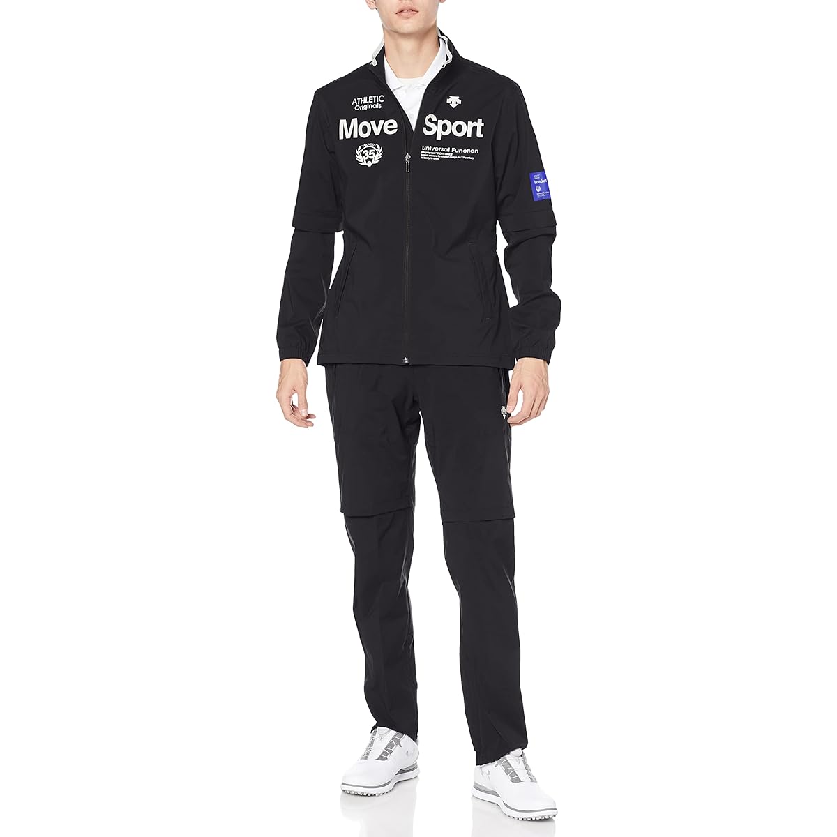 [DESCENTE] Golf Rain Wear [ACTIVE] Stretch, Easy to Move, Reduces Stuffiness, Detachable Sleeves, Adjustable Pants Length, Beautiful Silhouette, Water Resistant, Breathable, Stylish DGMRJH01W Men's
