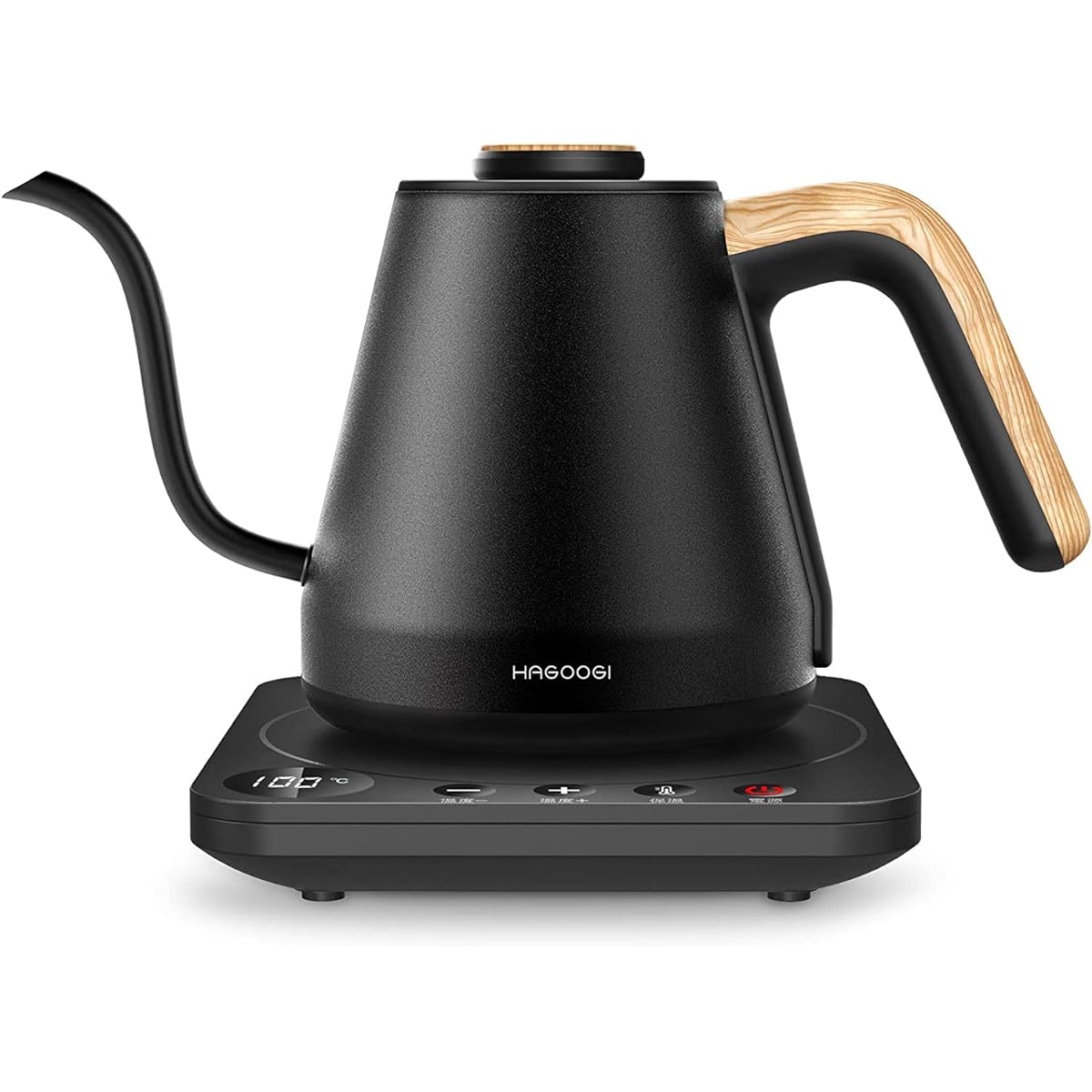 HAGOOGI Electric Kettle 0.8L Narrow Mouth 1200W Coffee Pot Temperature Adjustment (1℃ increments) 40~100℃ Range/Heat Retention Function (30 Minutes)/Empty Cooking Prevention/PSE Certified Drip Compact Easy to Clean Black