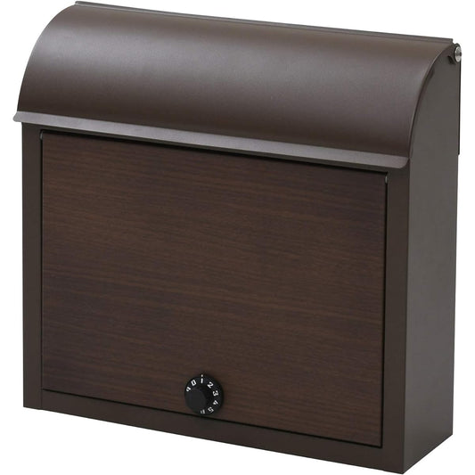 [Garden Master] Mailbox Post Dial Lock Type Width 38 x Depth 12 x Height 37cm (Postbox/Delivery Box) Wall Mounted Dark Brown/Walnut WP1603D(DBR/DWD)