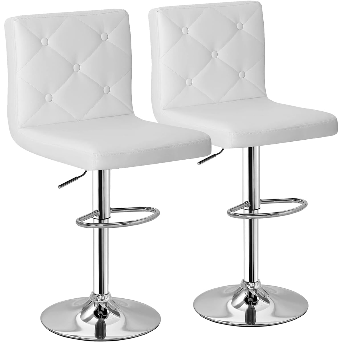 VECELO Counter Chair Bar Chair Liftable Rotating [Set of 2] High Chair with Footrest and Backrest for Dining Kitchen Adjustable Compact Lightweight Stylish Bar Counter Island Kitchen PU Leather White [Regular Japanese Import Product]