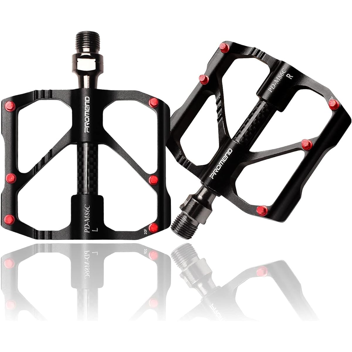 Promend [New Material] Carbon Fiber Bicycle Pedals, Ultra Lightweight, 3 Bearings, Left and Right Set, Durable, Competition Mountain Bike Pedals