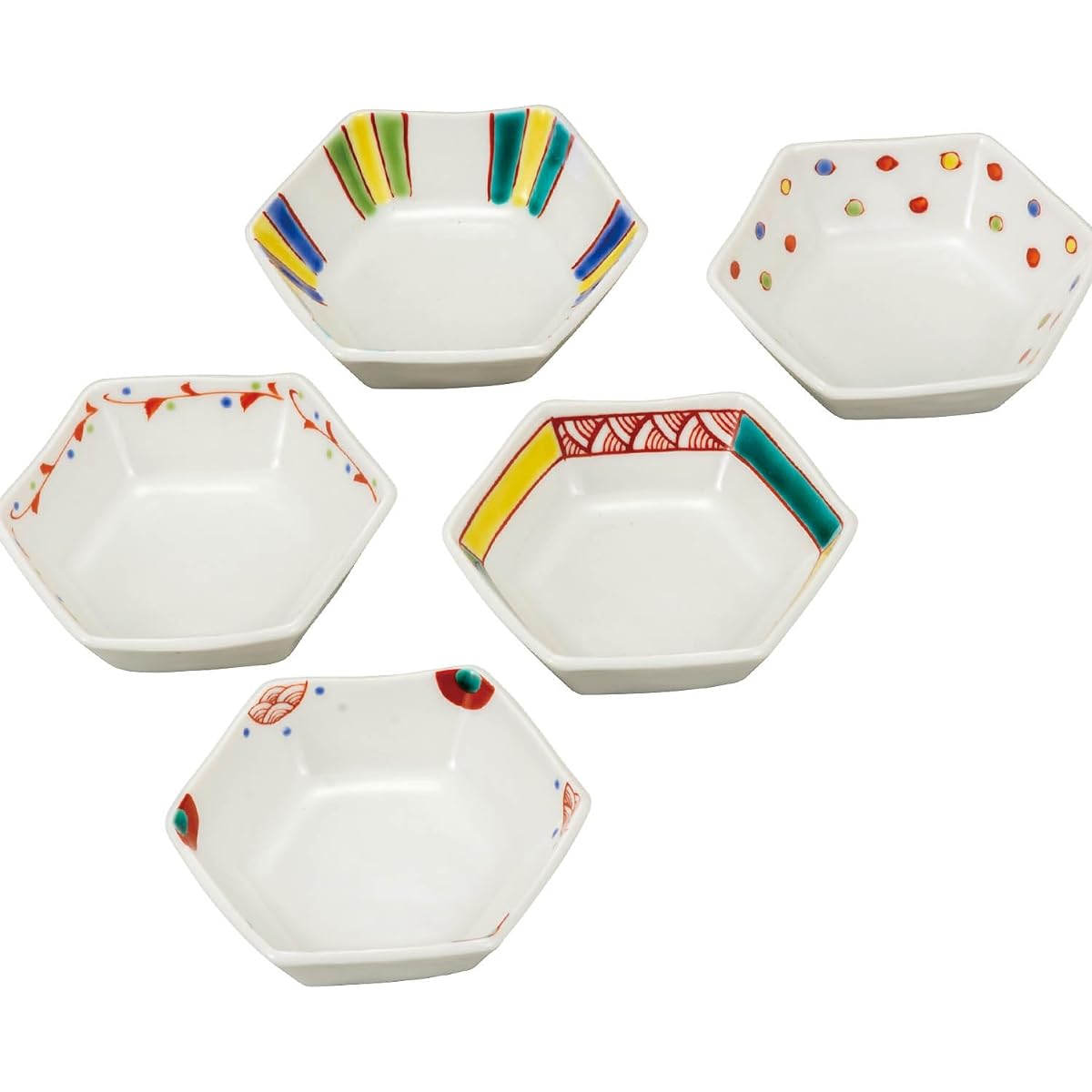 Small bowl, Japanese tableware set, Kutani ware, small bowl, set of 5, decorative pottery, stylish pot, serving plate