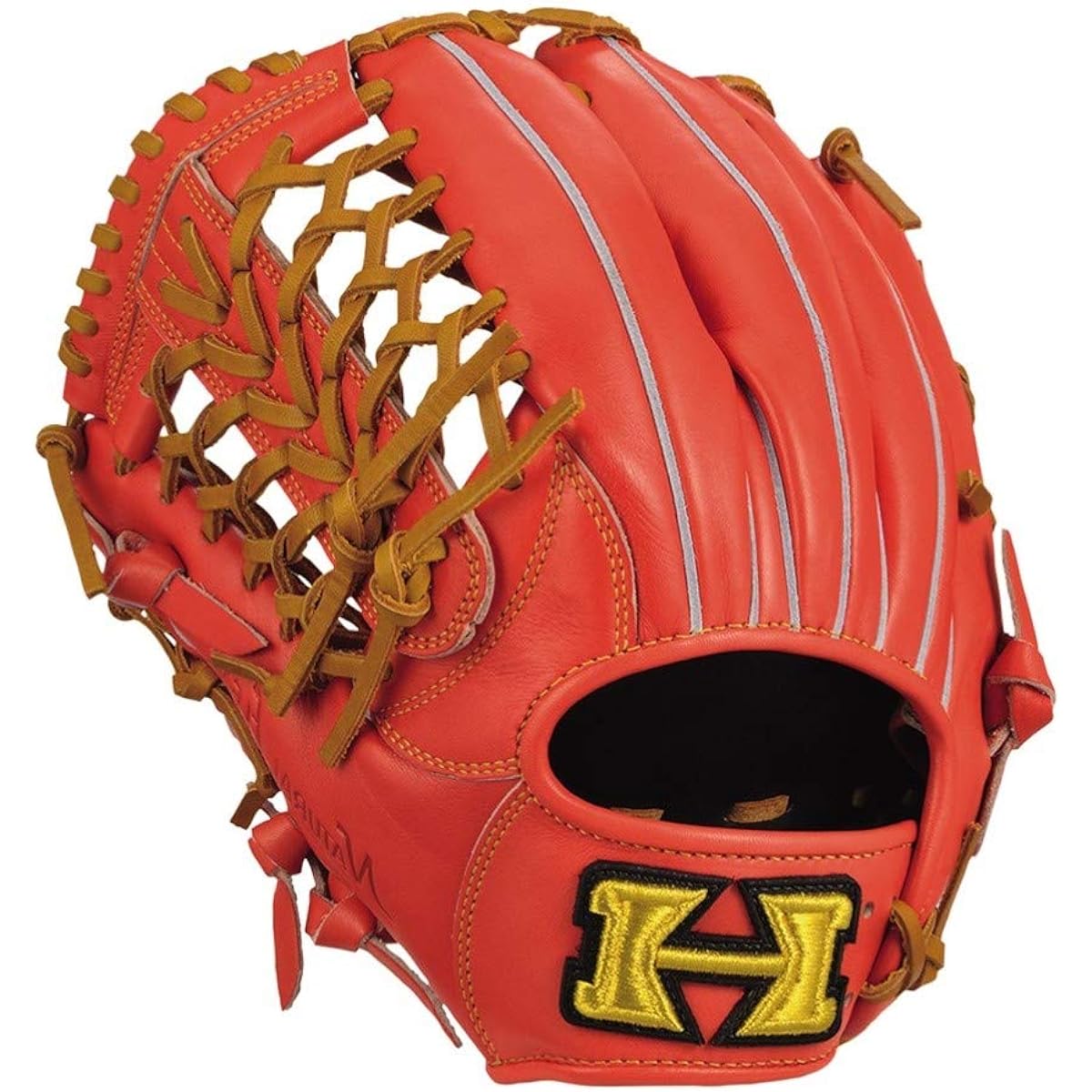 HI-GOLD Softball Glove Self-Gold Series For Third Baseman/All Positions OKG-6435 Left-handed Thrower RH Fire Orange X Tan D-4