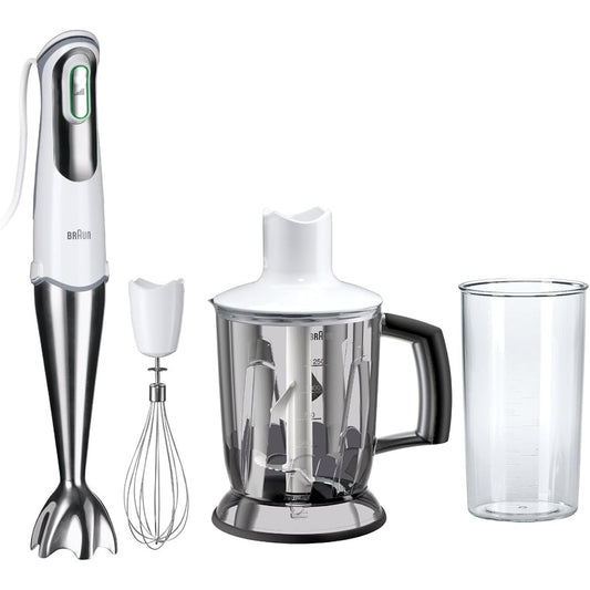 Braun Household Multi-Quick 7 Hand Blender 5-in-1 Crushing, Mixing, Whipping, Chopping, Crushing, Compatible with Baby Food, White MQ745