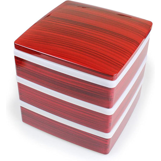 Kishu lacquerware 6.5 inch DX three-tiered box, trunk, red heather inner vermilion, with partitions