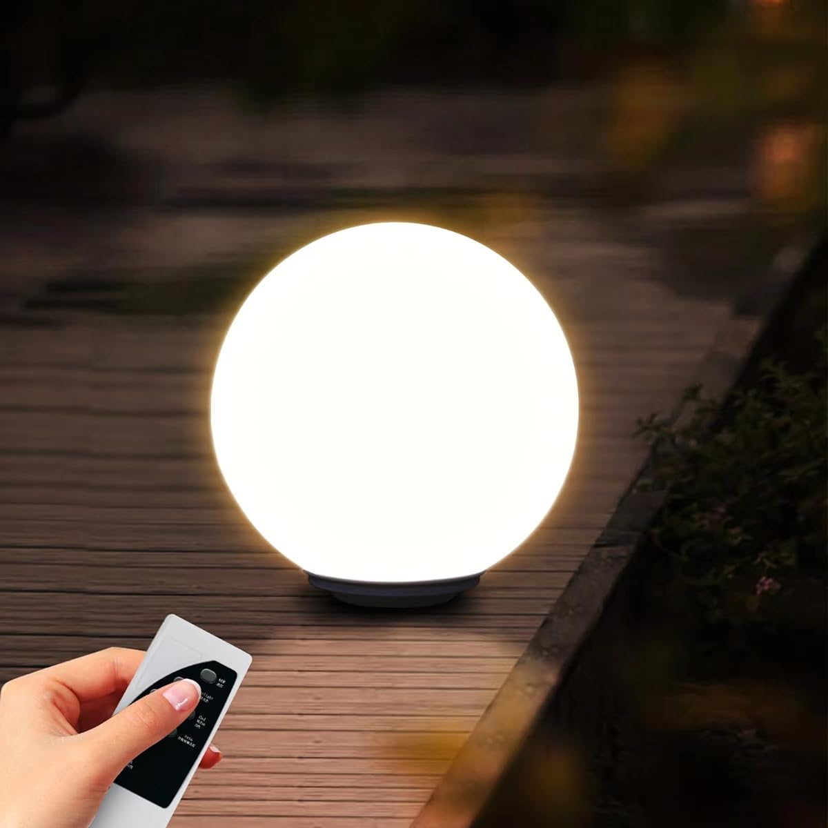 GWSOLAR Garden Light Ball, Diameter 100 Lumens (Diameter 15.7 inches (40 cm)), Smart Lighting Solar Light, Select Lighting Time by Remote Control, Daylight Color, Bulb Color, White Adjustment,