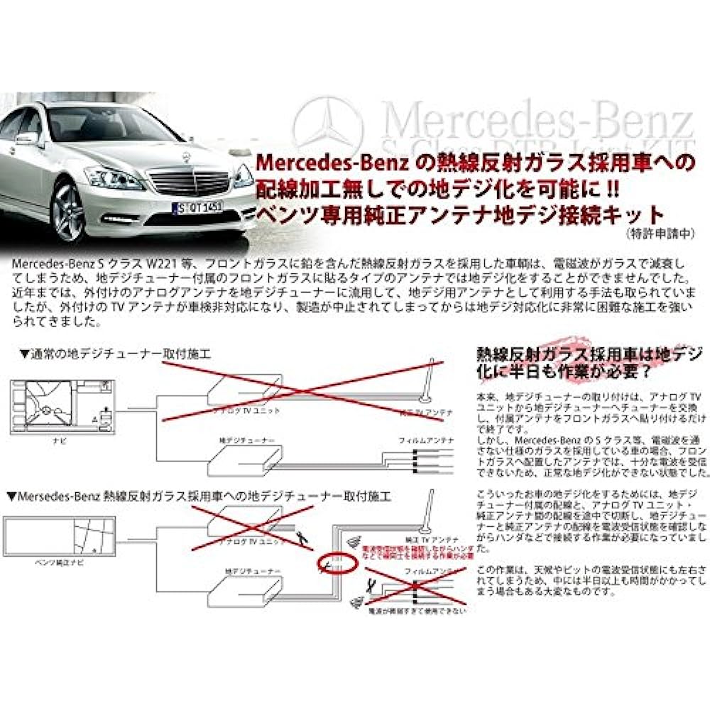 Compatible with Carocceria terrestrial digital tuner Mercedes Benz exclusive terrestrial digital conversion harness Set of 4 Uses genuine TV antenna 1902000001_4