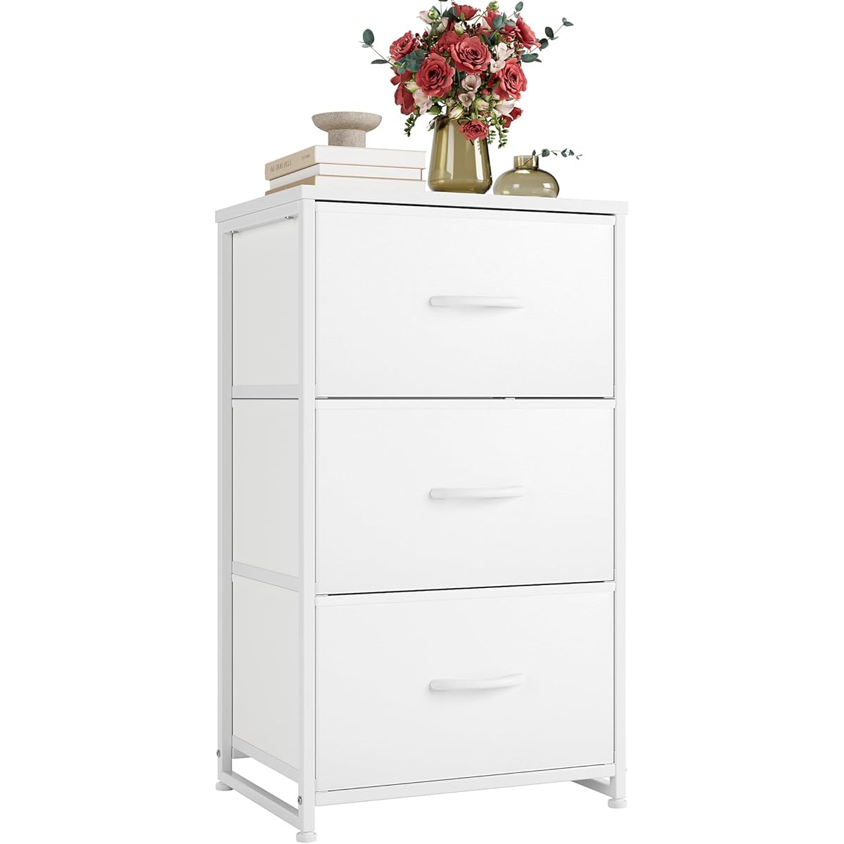 Nicehill Chest Storage Drawer Organizer Storage Case Clothes Storage Wooden Top Board Easy Assembly Fall Prevention 3 Tiers (Width 40cm x Depth 30cm x Height 72.5cm) (White)