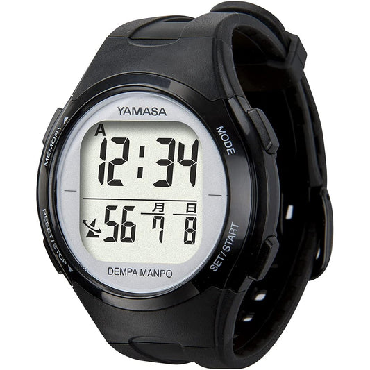 Yamasa Watch Pedometer DEMPA MANPO Black x Silver TM-510BS