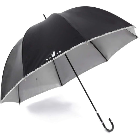Okamoto Harajuku Store Parasol, Completely Blackout, 100% Shade Rate, Sunny and Rainy Umbrella, Umbrella, Cat Pattern, Stylish, Cute, Dome Shape, UV Protection, UV Protection Rate, 99.9%, Hand Open, Women's