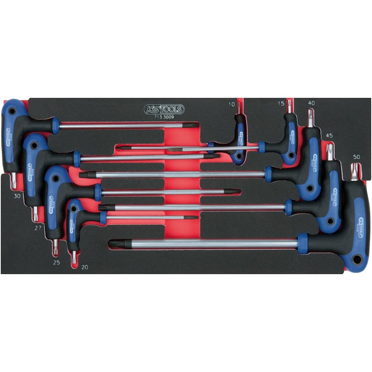 KS TOOLS SCS TX key wrench set 9 pcs 1/3 system insert T-handle SCS TX T-handle key wrench set 9 pcs 1/3 system insert 713.3009