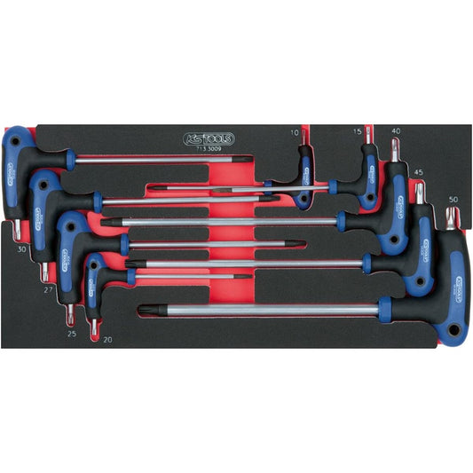 KS TOOLS SCS TX key wrench set 9 pcs 1/3 system insert T-handle SCS TX T-handle key wrench set 9 pcs 1/3 system insert 713.3009