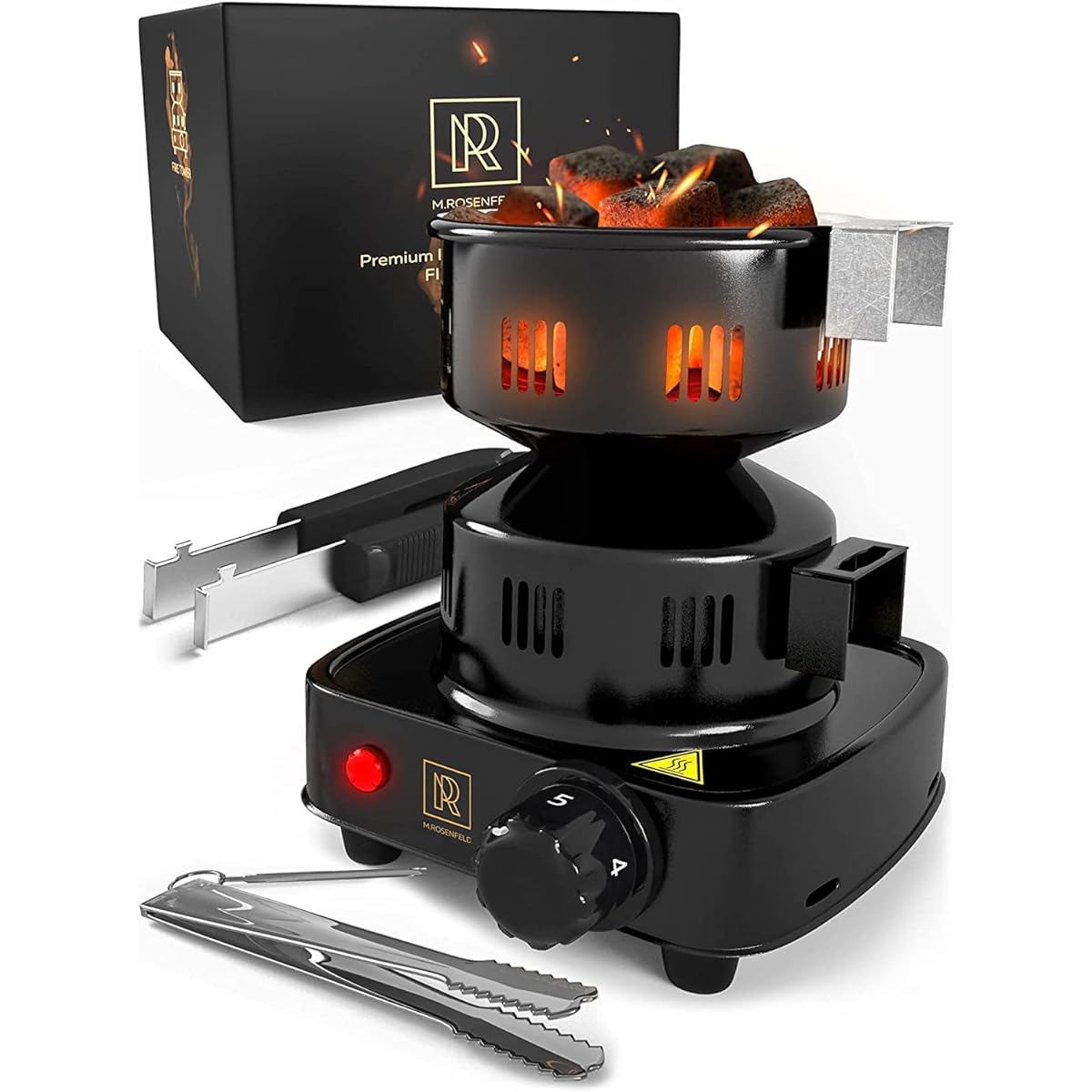 Shisha Stove - Shisha Charcoal Lighter Electric - FIRE Tower 3.0 charcoal lighter, extra long 150cm cable, removable charcoal basket, 2 tongs. 304 steel spiral for longer durability!