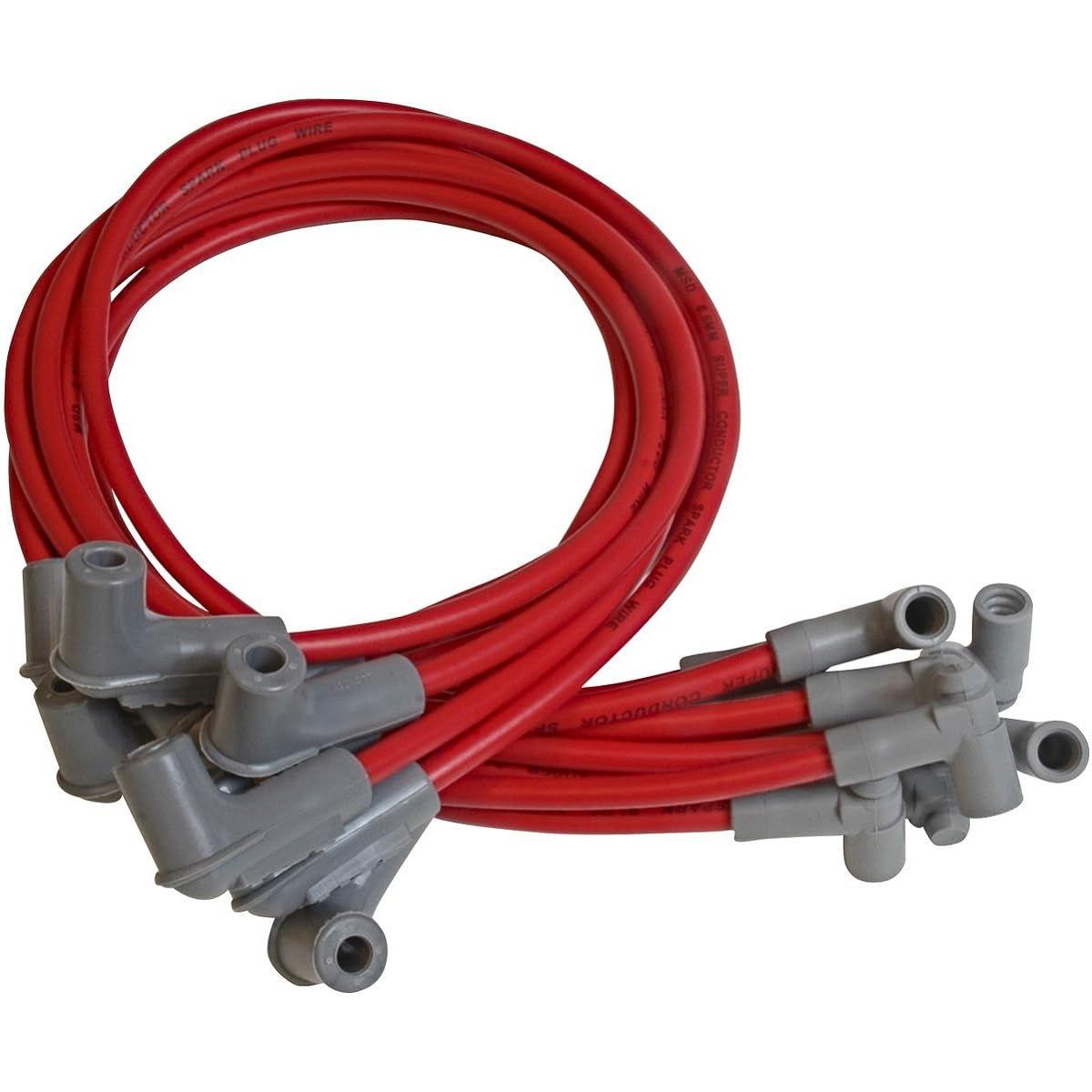 MSD 35599 Red 8.5mm Super Conductor Spark Red Plug Wire Set 8.5mm Small Block Chevrolet for HEI Cap