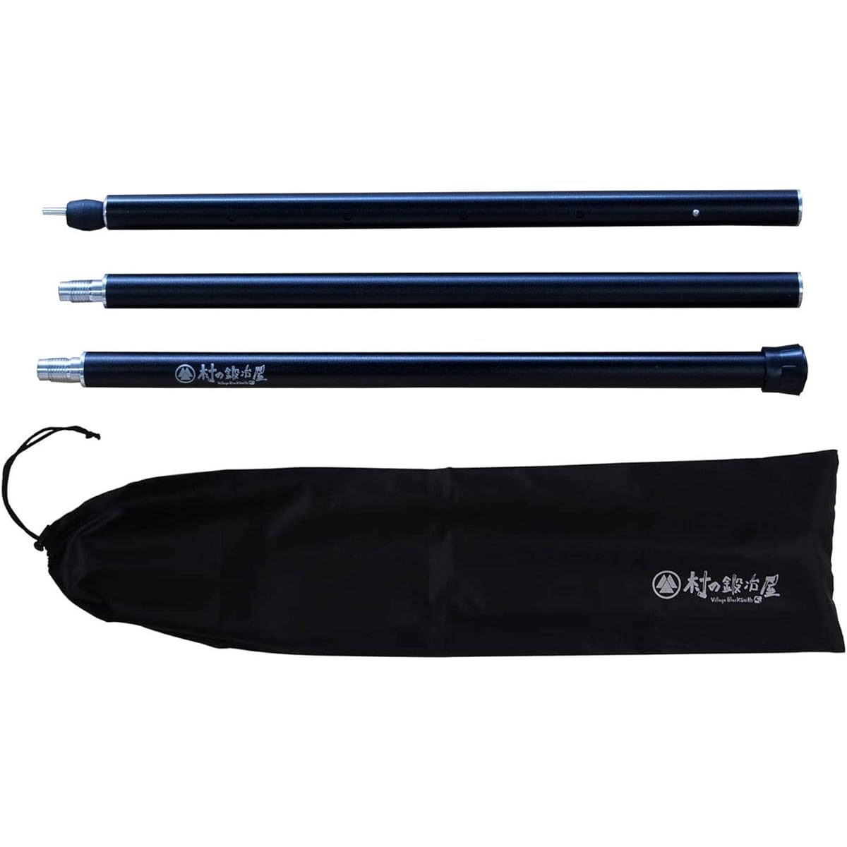 ELLISSE Aluminum Super Strong Tarp Pole Black with End Lock Thickness 32mm x Length 183-223cm