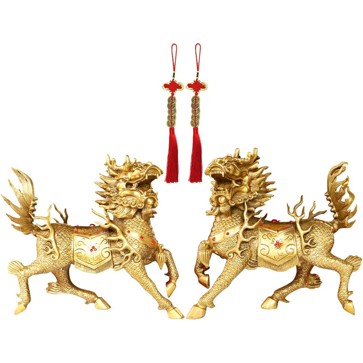 Kirin Ornament, Good Luck, Pair, Copper Feng Shui Goods, Feng Shui Goods, Giraffe Interior Charm, Set of 2, Increase Luck, Good Luck, Money Luck, Feng Shui Item, Amulet, Lucky Charm, Prayer for Money Luck, Good Luck, Good Luck, Thank You, New Year Gift (