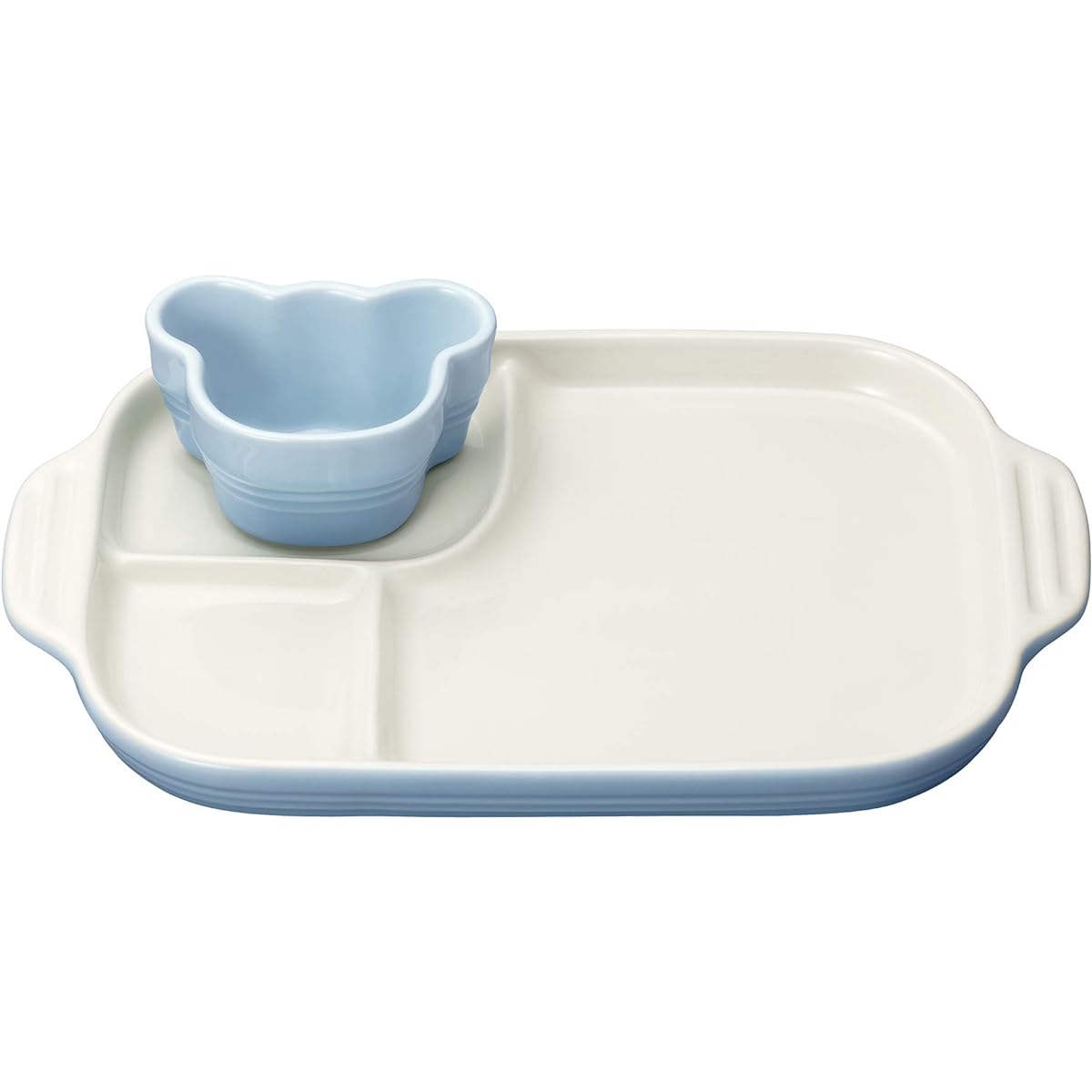 Le Creuset Plate Children's Baby Multi Plate & Rum Can Coastal Blue Heat Resistant Cold Resistant Microwave Oven Safe Baby Gift First Meal Boy Gift [Authorized Japanese Product]
