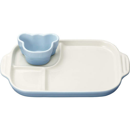 Le Creuset Plate Children's Baby Multi Plate & Rum Can Coastal Blue Heat Resistant Cold Resistant Microwave Oven Safe Baby Gift First Meal Boy Gift [Authorized Japanese Product]