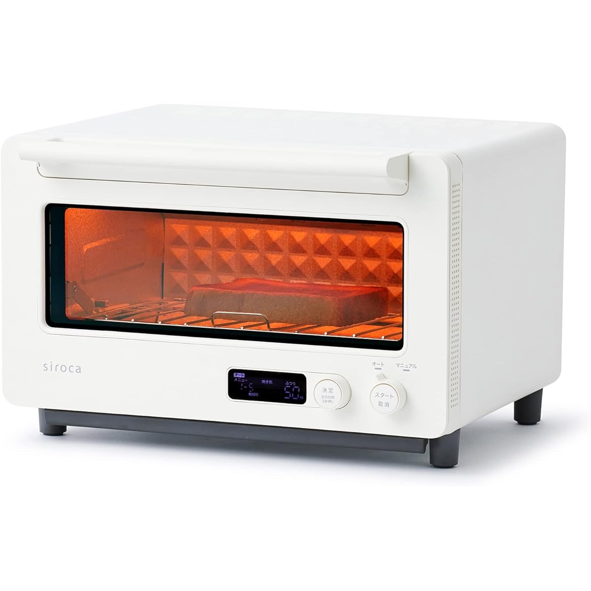 Shiroka Quick Toaster [Excellent Toast in 90 Seconds/Separated by Thickness/Frozen Arrangement/New Auto Mode/Pot Pan/Intuitive Operation OK/Croissant/Roasted Sweet Potato/Non-Fried Cooking/Inner Height 10cm/Oven Toaster] White