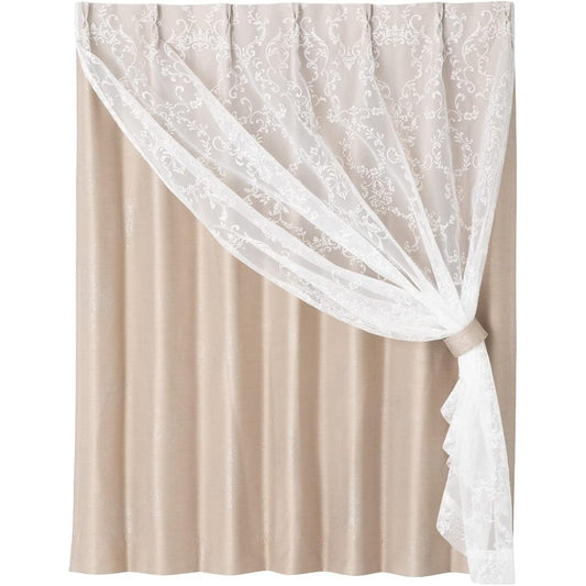 Francfranc Bliss x Lucilla Double Curtain H1350 x W1000 Beige (Lace & Drape