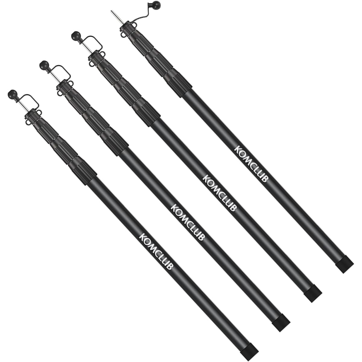 KOMCLUB Tarp Pole, Canopy Pole, Aviation Aluminum, Set of 2/4, Telescoping, No Assembly Required, Stepless Adjustment, Diameter 20mm-30mm, Awning, Tent Pole, For Setting Up, Camping, Outdoor, Storage Bag Included, Black
