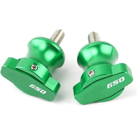 Bike Stand Swing Arm Slider Motorcycle M8 CNC Aluminum Slider Stand Screw Swing Arm Spool For Ninja650 NINJA 650 2017-2021 2020 2019 (Color: Green)